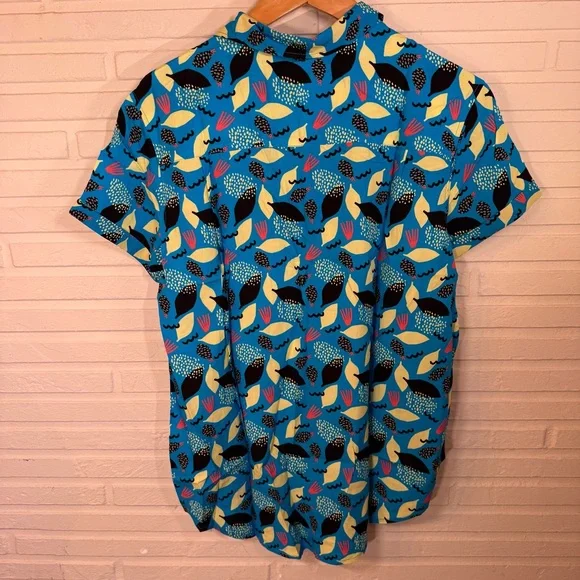 Wildfang Tropical Punch 90s THE EMPOWER BUTTON UP , Women’s Size Medium - Picture 7 of 9
